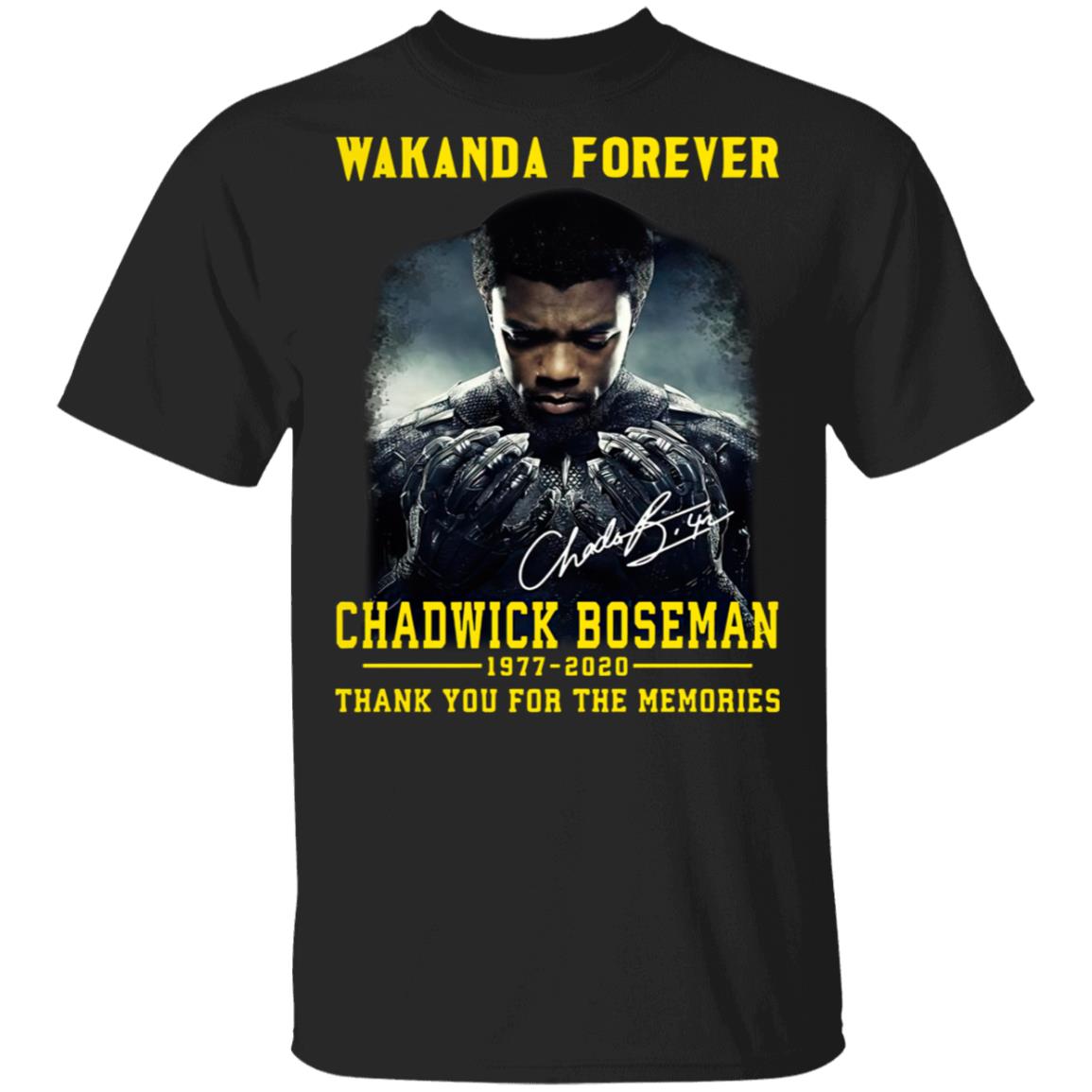 Wakanda Forever Chadwick Boseman 1977 2020 Thank You For The Memories Signature Shirt
