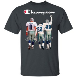 Troy Aikman 8 Emmitt Smith 22 and Michael Irvin 88 Dallas Cowboys Champion 2020 Signatures shirt
