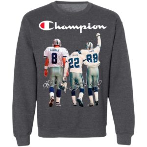 Troy Aikman 8 Emmitt Smith 22 and Michael Irvin 88 Dallas Cowboys Champion 2020 Signatures shirt