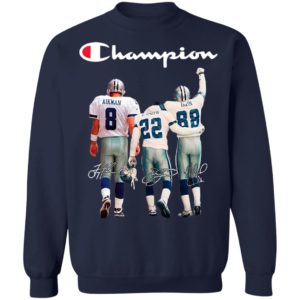 Troy Aikman 8 Emmitt Smith 22 and Michael Irvin 88 Dallas Cowboys Champion 2020 Signatures shirt