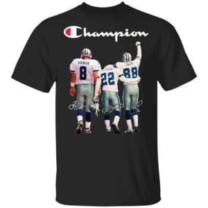 Troy Aikman 8 Emmitt Smith 22 and Michael Irvin 88 Dallas Cowboys Champion 2020 Signatures shirt