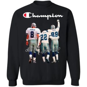 Troy Aikman 8 Emmitt Smith 22 and Michael Irvin 88 Dallas Cowboys Champion 2020 Signatures shirt