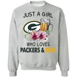 Just A Girl Who Loves Green Bay Packers And Beer Flowers Shirt, ladies tee