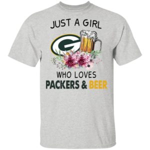 Just A Girl Who Loves Green Bay Packers And Beer Flowers Shirt, ladies tee
