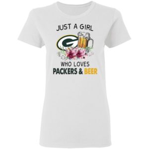 Just A Girl Who Loves Green Bay Packers And Beer Flowers Shirt, ladies tee