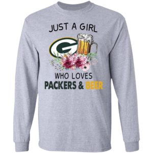 Just A Girl Who Loves Green Bay Packers And Beer Flowers Shirt, ladies tee