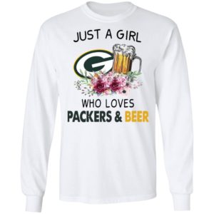 Just A Girl Who Loves Green Bay Packers And Beer Flowers Shirt, ladies tee