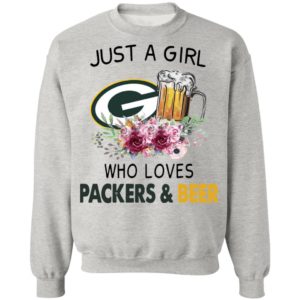 Just A Girl Who Loves Green Bay Packers And Beer Flowers Shirt, ladies tee
