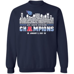 Tennessee Titans 2020 AFC South Division Champions January 3 2021 shirt