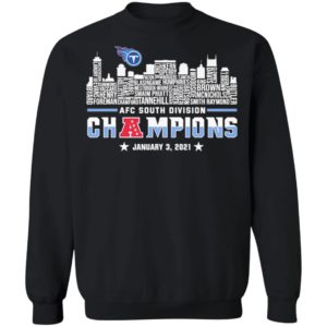 Tennessee Titans 2020 AFC South Division Champions January 3 2021 shirt