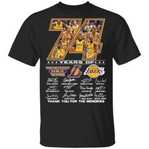 Los Angeles Lakers 74 Years Of The Greatest Nba Teams Thank You For The Memories Signatures Shirt