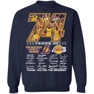 Los Angeles Lakers 74 Years Of The Greatest Nba Teams Thank You For The Memories Signatures Shirt