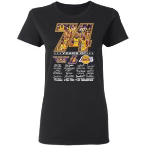 Los Angeles Lakers 74 Years Of The Greatest Nba Teams Thank You For The Memories Signatures Shirt