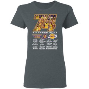 Los Angeles Lakers 74 Years Of The Greatest Nba Teams Thank You For The Memories Signatures Shirt