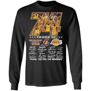 Los Angeles Lakers 74 Years Of The Greatest Nba Teams Thank You For The Memories Signatures Shirt