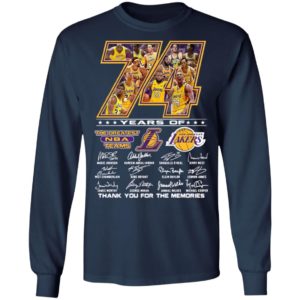 Los Angeles Lakers 74 Years Of The Greatest Nba Teams Thank You For The Memories Signatures Shirt