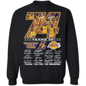 Los Angeles Lakers 74 Years Of The Greatest Nba Teams Thank You For The Memories Signatures Shirt