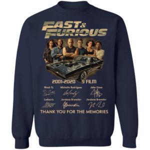 Fast _ Furious 2001-2020 9 Film Thank You For The Memories Signatures Shirt