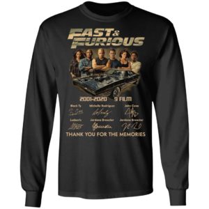 Fast _ Furious 2001-2020 9 Film Thank You For The Memories Signatures Shirt