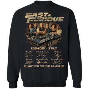 Fast _ Furious 2001-2020 9 Film Thank You For The Memories Signatures Shirt