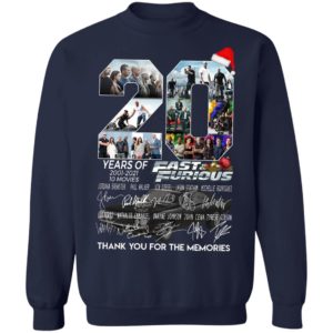 20 Years Of 2001 2021 10 Movies Fast Furious Thank You For The Memories Signatures Shirt