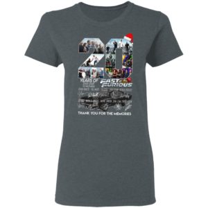 20 Years Of 2001 2021 10 Movies Fast Furious Thank You For The Memories Signatures Shirt