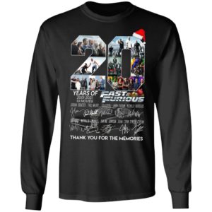 20 Years Of 2001 2021 10 Movies Fast Furious Thank You For The Memories Signatures Shirt