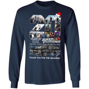 20 Years Of 2001 2021 10 Movies Fast Furious Thank You For The Memories Signatures Shirt