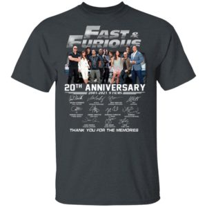 Fast & Furious 20th Anniversary 2001-2020 9 Film Thank You For The Memories Signatures Shirt