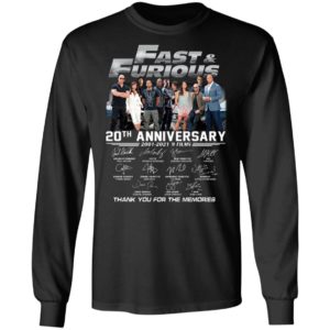 Fast & Furious 20th Anniversary 2001-2020 9 Film Thank You For The Memories Signatures Shirt