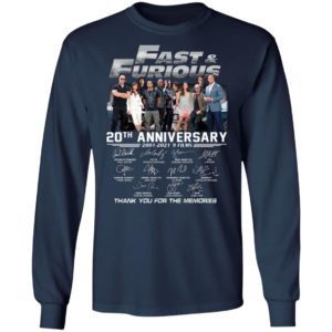Fast & Furious 20th Anniversary 2001-2020 9 Film Thank You For The Memories Signatures Shirt