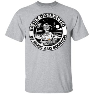 Skeleton Easily Distracted By Music And Bourbon Shirt