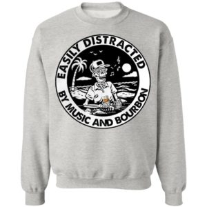 Skeleton Easily Distracted By Music And Bourbon Shirt