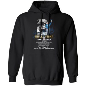 2 Los Angeles Dodgers Hall Of Fame Tommy Lasorda 1927 2021 Thank You For The Memories Signature Shirt