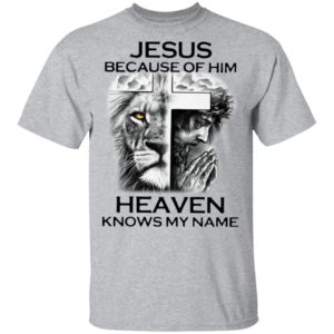 Lion Cross Jesus Because Of Him Heaven Knows My Name Shirt