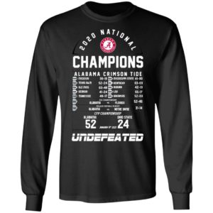 2020 National Champions Alabama Crimson Tide 52 24 Ohio State Undefeated Shirt