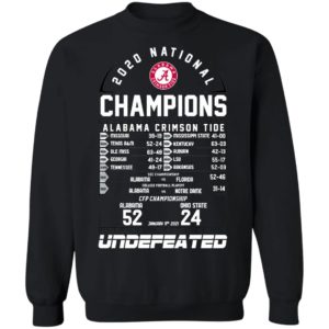 2020 National Champions Alabama Crimson Tide 52 24 Ohio State Undefeated Shirt