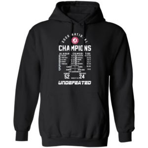 2020 National Champions Alabama Crimson Tide 52 24 Ohio State Undefeated Shirt