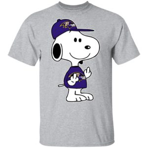 Snoopy Baltimore Ravens NFL Double Middle Fingers Fck You Shirt