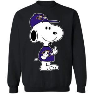Snoopy Baltimore Ravens NFL Double Middle Fingers Fck You Shirt