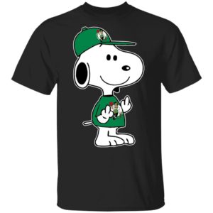 Snoopy Boston Celtics NBA Double Middle Fingers Fck You Shirt