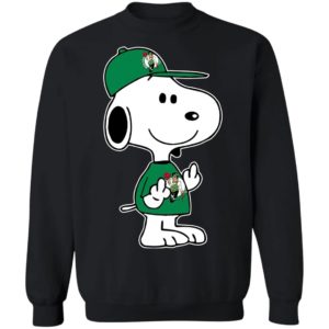 Snoopy Boston Celtics NBA Double Middle Fingers Fck You Shirt