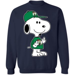 Snoopy Boston Celtics NBA Double Middle Fingers Fck You Shirt