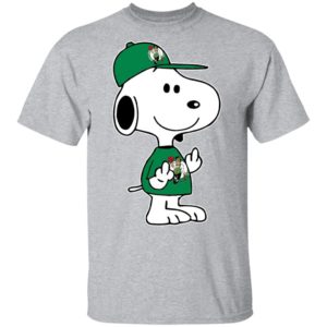Snoopy Boston Celtics NBA Double Middle Fingers Fck You Shirt