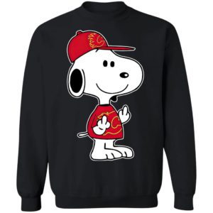 Snoopy Calgary Flames NHL Double Middle Fingers Fck You Shirt