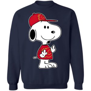 Snoopy Calgary Flames NHL Double Middle Fingers Fck You Shirt