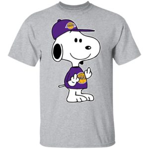 Snoopy Los Angeles Lakers NBA Double Middle Fingers Fck You Shirt