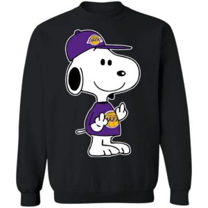 Snoopy Los Angeles Lakers NBA Double Middle Fingers Fck You Shirt