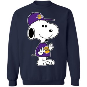Snoopy Los Angeles Lakers NBA Double Middle Fingers Fck You Shirt