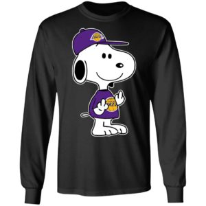 Snoopy Los Angeles Lakers NBA Double Middle Fingers Fck You Shirt